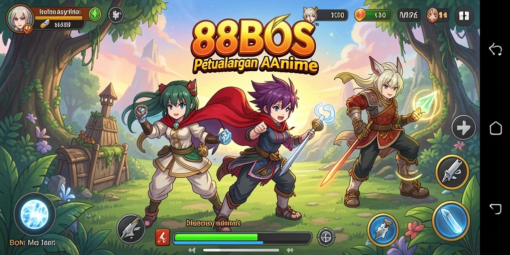 Screenshot gameplay 88BOS menampilkan karakter Anime yang beraksi.