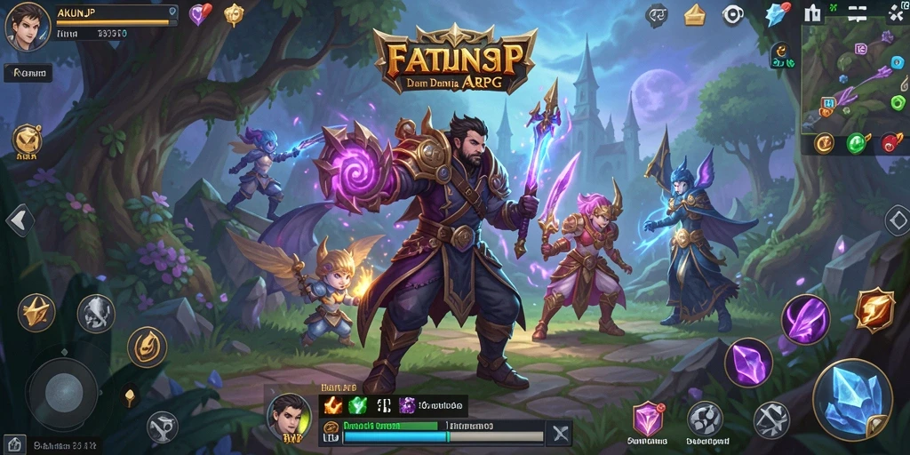 Tampilan gameplay ARPG menampilkan karakter beraksi dalam pertempuran epik.