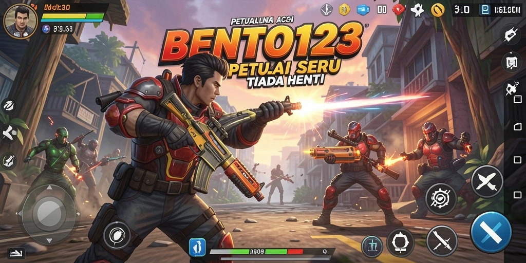 Screenshot gameplay seru BENTO123 menampilkan aksi berkecepatan tinggi.