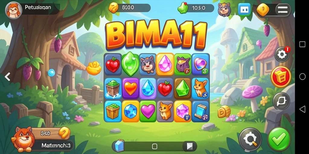 Tampilan gameplay BIMA11 yang penuh warna dengan tantangan seru.