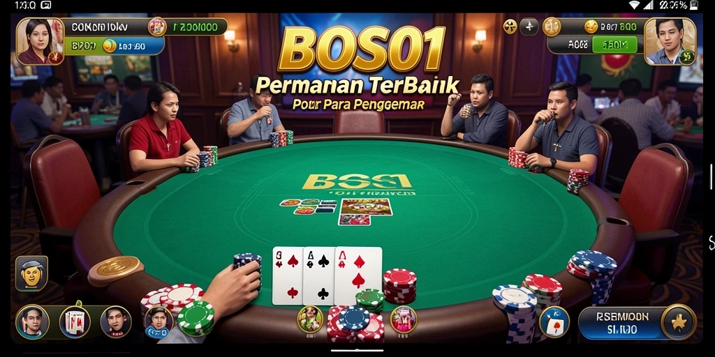 Tampilan gameplay menegangkan pada aplikasi poker BOS01.