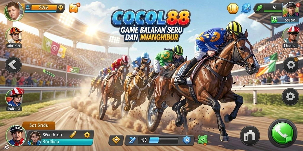Screenshot menunjukkan aksi balapan mendebarkan di COCOL88.