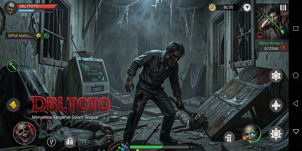 Screenshot gameplay DBLTOTO menampakkan suasana menyeramkan dan mencekam.