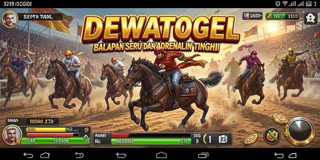 Gameplay seru DEWATOGEL, menunjukkan balapan yang penuh adrenalin.