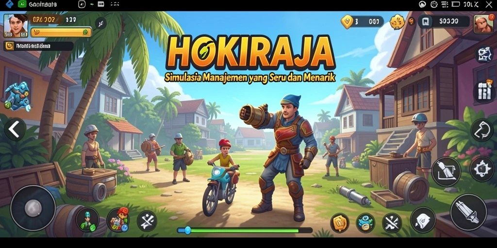 Screenshot gameplay HOKIRAJA yang menunjukkan interaksi manajemen yang mendalam.