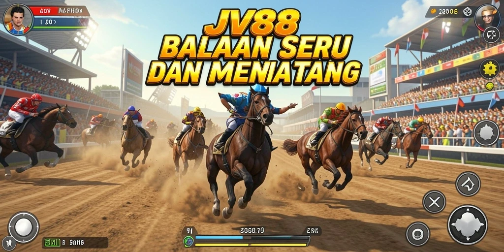 Screenshot gameplay JV88 menampilkan mobil balap di lintasan yang menegangkan.