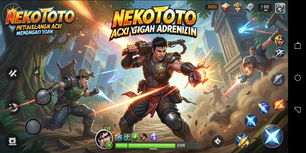 Screenshot gameplay NEKOTOTO yang penuh aksi dan intens.