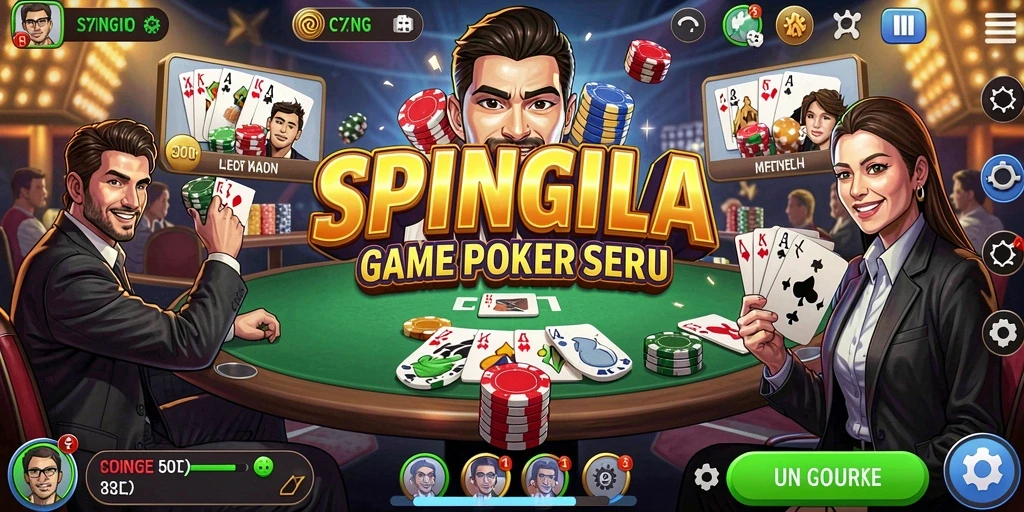 Tampilan menarik dari gameplay Poker di SPINGILA.