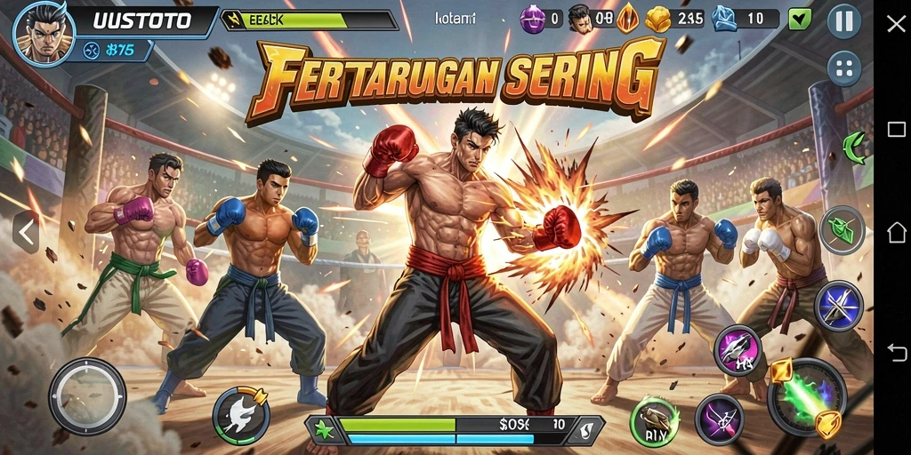 Tampilan gameplay UUSTOTO yang mendebarkan dan penuh aksi.